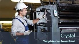  Presentation with manufacturing - Beautiful PPT theme featuring service of industrial machine backdrop and a ocean colored foreground