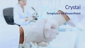  Presentation with lab coats - Audience pleasing PPT theme consisting of service others - doctors in lab coats greeting backdrop and a sky blue colored foreground