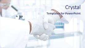  Presentation with lab coats - Cool new slide set with service others - doctors in lab coats greeting backdrop and a sky blue colored foreground