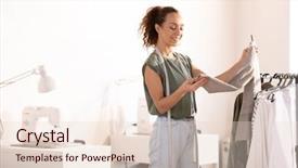  Presentation with tailoring - Amazing presentation design having service others - young tailoring professional looking backdrop and a  colored foreground