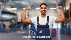  Presentation with mechanic shop - Amazing slides having service-profession-and-gesture-concept backdrop and a ocean colored foreground