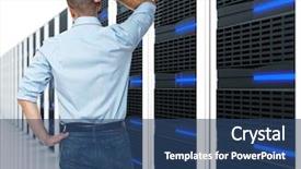  Presentation with data transfer controls - PPT layouts enhanced with service provider - caucasian man back view background and a ocean colored foreground