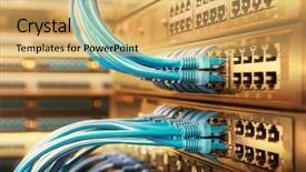  Presentation with network cable - Audience pleasing slide set consisting of service provider - network cable connecting on network backdrop and a yellow colored foreground