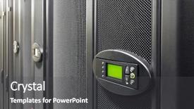  Presentation with controls - PPT theme with service provider - telecommunication racks with controls background and a dark gray colored foreground