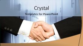  Presentation with shaking hands - Presentation theme having service provider - two businessmen shaking hands background and a light blue colored foreground
