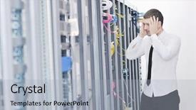  Presentation with datacenter - PPT theme consisting of service provider - young handsome business man engeneer background and a light gray colored foreground