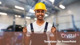  Presentation with repair shop - Amazing PPT theme having service-repair-and-profession-concept backdrop and a coral colored foreground