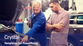  Presentation with mechanic car service repair maintenance - PPT theme having service repair maintenance and people background and a navy blue colored foreground