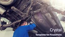  Presentation with mechanic car service repair maintenance - Colorful slide deck enhanced with service repair maintenance and people backdrop and a wine colored foreground