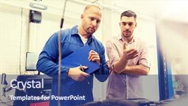  Presentation with mechanic car service repair maintenance - Presentation theme enhanced with service repair maintenance and people background and a ocean colored foreground