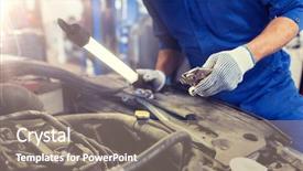  Presentation with mechanic car service repair maintenance - Presentation enhanced with service repair maintenance and people background and a gray colored foreground