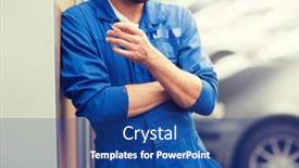  Presentation with auto repair - Audience pleasing presentation design consisting of service repair maintenance and people concept - close up of auto mechanic smoking cigarette backdrop and a ocean colored foreground