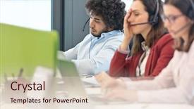  Presentation with customer service - Audience pleasing presentation consisting of service representative with colleagues work backdrop and a lemonade colored foreground