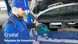  Presentation with oil and natural gas industry - Presentation theme having service spare parts - car servicing oil and filter background and a ocean colored foreground