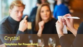  Presentation with restaurant waiter - Audience pleasing presentation theme consisting of service-staff-or-waiter-notes backdrop and a tawny brown colored foreground
