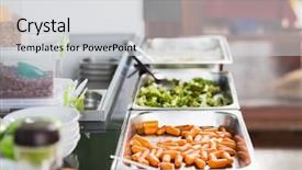  Presentation with school cafeteria - Slide deck featuring service station at school cafeteria background and a  colored foreground