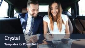  Presentation with man joined woman - Cool new theme with service strategy - man and woman discussing work backdrop and a tawny brown colored foreground