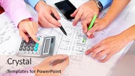  Presentation with group - Slides consisting of service tax - business people group hands working background and a  colored foreground