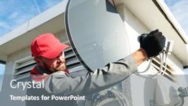  Presentation with antenna - Audience pleasing slide deck consisting of installing and fitting satellite antenna backdrop and a gray colored foreground