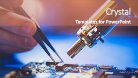  Presentation with computer - Cool new presentation with serviceman installing microchip on main backdrop and a coral colored foreground