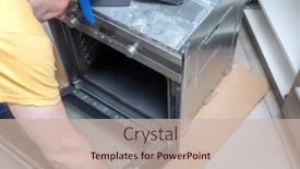  Presentation with access - Presentation theme featuring serviceman-removing-electric-oven-door background and a  colored foreground