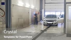  Presentation with car wash - Cool new slide deck with servicemen-he-is-blurred-washes backdrop and a gray colored foreground