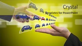  Presentation with market - PPT theme consisting of micro market - business hand select new car background and a yellow colored foreground