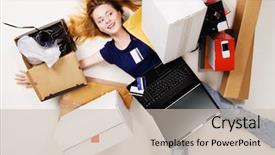  Presentation with entertainment - Colorful presentation theme enhanced with e entertainment - young girl surrounded with her backdrop and a soft green colored foreground