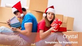  Presentation with family new born - Presentation with servicing mortgage - young family celebrating christmas background and a  colored foreground