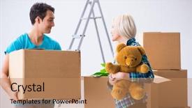  Presentation with family a new born - Theme consisting of servicing mortgage - young family moving background and a coral colored foreground