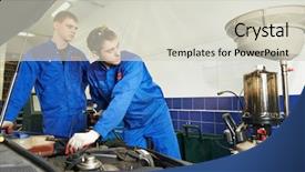  Presentation with motor oil - Cool new presentation with servicing replacing of motor oil backdrop and a soft green colored foreground