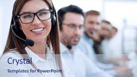  Presentation with female - Beautiful theme featuring servicio - close up female cameraman backdrop and a sky blue colored foreground