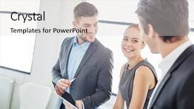  Presentation with consulting - Slides enhanced with servicio al cliente - consulting team with tablet computer background and a  colored foreground