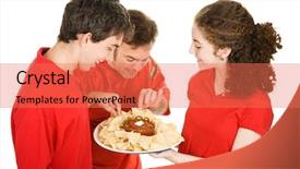  Presentation with appetizers - Colorful presentation theme enhanced with serving appetizers at a football backdrop and a coral colored foreground