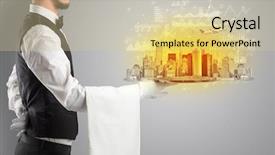  Presentation with report - Beautiful presentation theme featuring big city with report concept backdrop and a blonde colored foreground