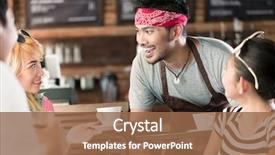  Presentation with movements of women in asia - Cool new PPT layouts with serving coffee in asian cafe backdrop and a tawny brown colored foreground