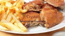  Presentation with french fries - Presentation consisting of serving-dish-piled-with-roast background and a gold colored foreground