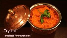  Presentation with chicken curry - Beautiful PPT theme featuring serving dish with butter chicken backdrop and a wine colored foreground