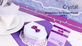  Presentation with purple wedding - Slides having serving fabulous wedding table in purple color on white fabric background background and a light blue colored foreground