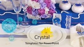  Presentation with purple wedding - Audience pleasing PPT layouts consisting of serving fabulous wedding table in purple and blue color close-up backdrop and a blonde colored foreground