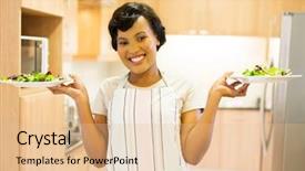  Presentation with young woman diagnosis of sti - Presentation theme consisting of serving food - portrait of cheerful young african background and a lemonade colored foreground