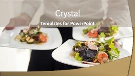  Presentation with rich - PPT layouts with serving food - waiter carrying three plates background and a mint green colored foreground