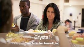  Presentation with homeless - Slide set with serving food in homeless shelter background and a coral colored foreground