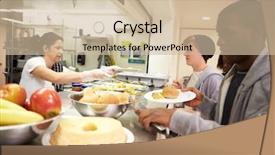  Presentation with homeless - Presentation theme with serving food in homeless shelter background and a soft green colored foreground