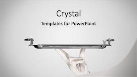  Presentation with waiter hand in white glove - Beautiful PPT theme featuring serving hands - elegant waiter business hand backdrop and a light gray colored foreground