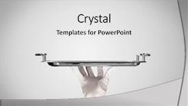  Presentation with white plate - Amazing PPT layouts having serving hands - elegant waiter business hand backdrop and a light gray colored foreground
