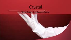  Presentation with banquet server hand tray - Theme featuring serving hands - hand in glove holding silver background and a red colored foreground