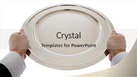  Presentation with waiter - Audience pleasing slides consisting of serving hands - silver empty tray held backdrop and a  colored foreground