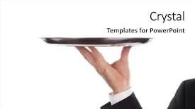  Presentation with waiter - Slides having serving hands - waiter with a silver plate background and a white colored foreground