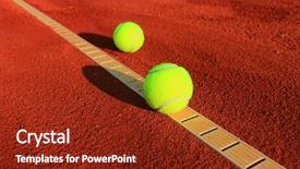  Presentation with court - Cool new theme with sporting clays - tennis balls on a tennis backdrop and a tawny brown colored foreground